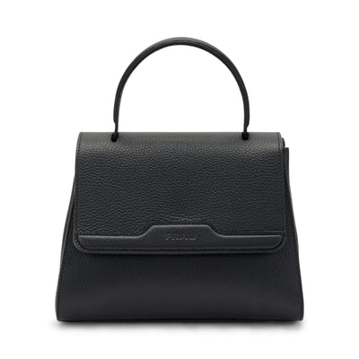 Frau Handbag rigida con maniglia in pelle nero B819