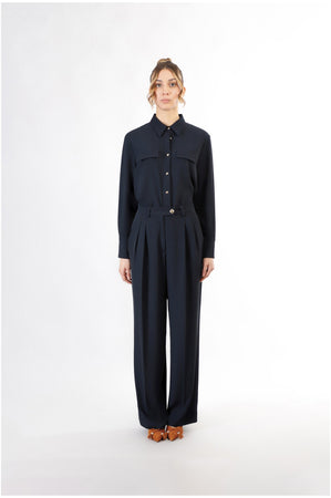 PANTALONE GAMBA LARGA CON PINCES