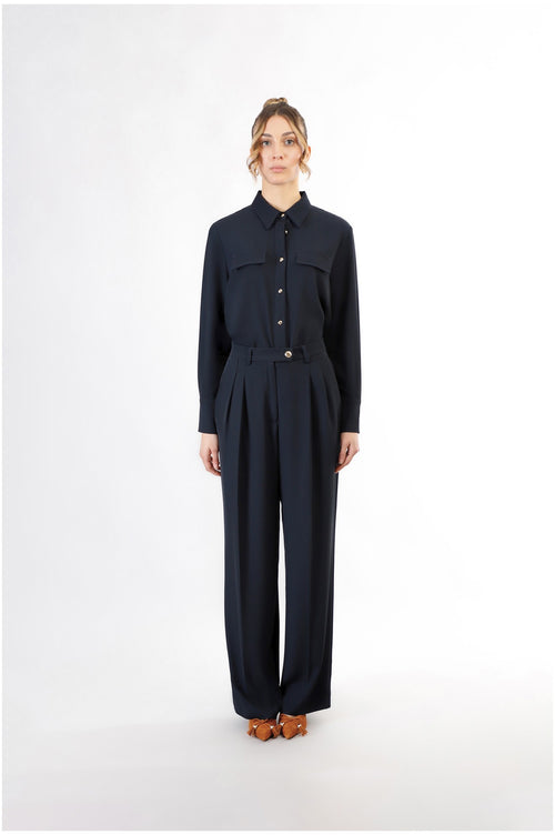 PANTALONE GAMBA LARGA CON PINCES
