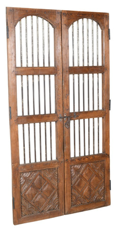 Biscottini Porta portone in legno massello e ferro da interno o da esterno vecchia e antica medievale