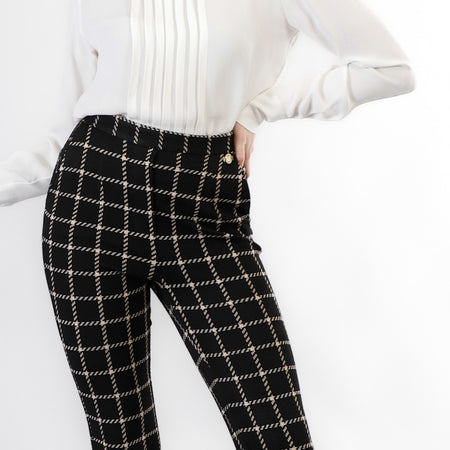 PANTALONE A ZAMPA CROPPED TESSUTO JACQUARD