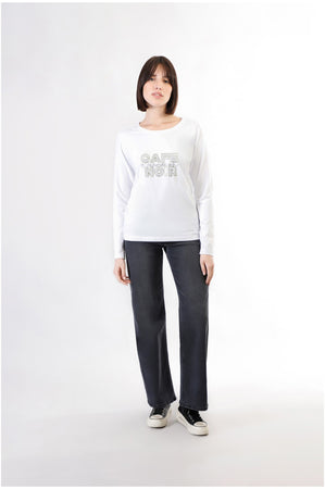 TSHIRT MANICA LUNGA CON LOGO DI STRAS