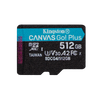 Kingston microSDXC Canvas Go! Plus 512GB è una scheda di memoria ad alte prestazioni con velocità fino a 200MB/s. Ideale per video 4K, foto e app su action camera, droni e smartp