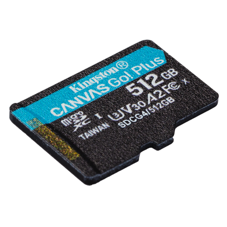 Kingston microSDXC Canvas Go! Plus 512GB è una scheda di memoria ad alte prestazioni con velocità fino a 200MB/s. Ideale per video 4K, foto e app su action camera, droni e smartp
