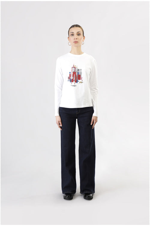 TSHIRT MANICA LUNGA CON STAMPA NEW YORK