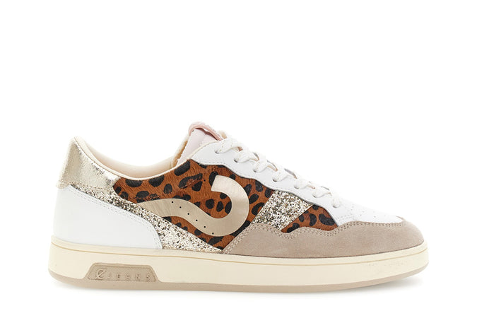 SNEAKERS IN PELLE E PELLE EFFETTO CAVALLINO MACULATO