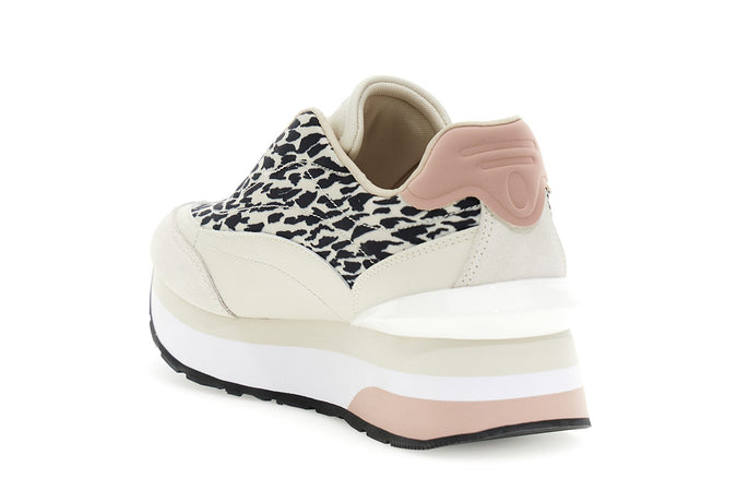 RUNNING IN NYLON STAMPA ANIMALIER E PELLE
