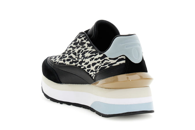 RUNNING IN NYLON STAMPA ANIMALIER E PELLE