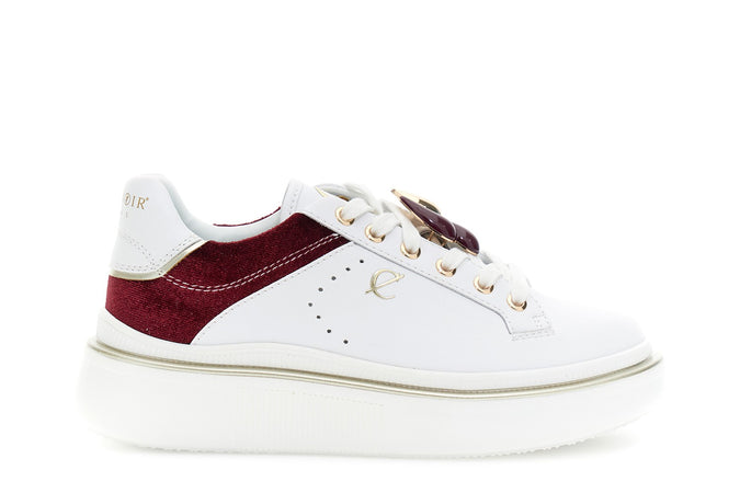 SNEAKER ALLACCIATA IN PELLE RIVESTITA CON INSERTO IN VELLUTO