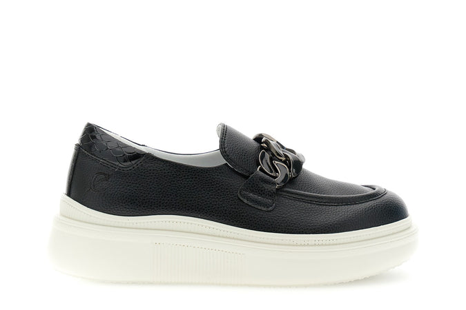 MOCASSINO IN PELLE RIVESTITA CON GRANA E MORSETTO