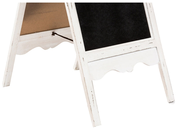 Biscottini Lavagna da terra bifacciale con cornice in legno finitura bianca anticata