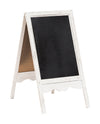 Biscottini Lavagna da terra bifacciale con cornice in legno finitura bianca anticata