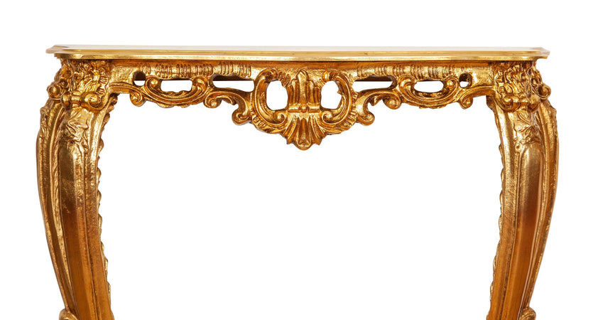 Biscottini CONSOLLE IN LEGNO FINITURA FOGLIA ORO ANTICATO
