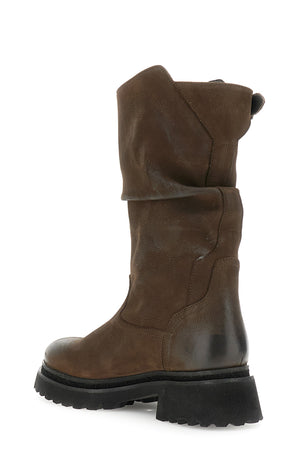 TRONCHETTO A TUBO IN NABUK CON PIEGHE