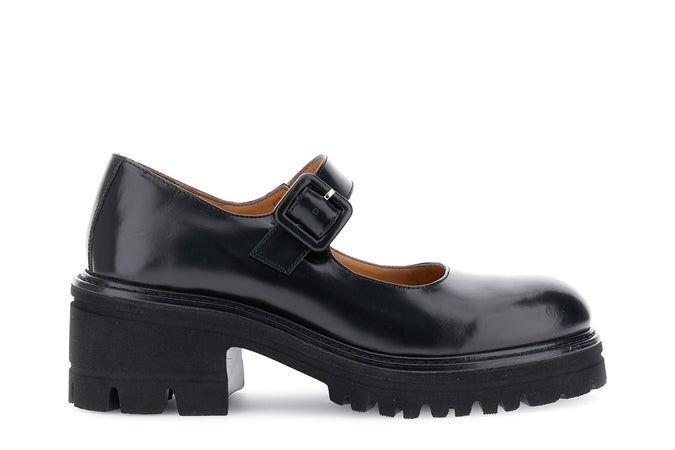 DECOLLETE CON FIBBIA IN PELLE SPAZZOLATA