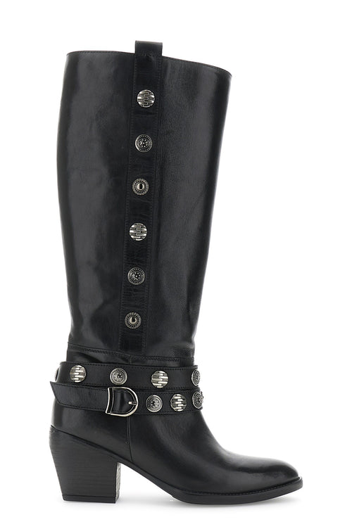 STIVALE IN PELLE CON BOTTONI ORNAMENTALI