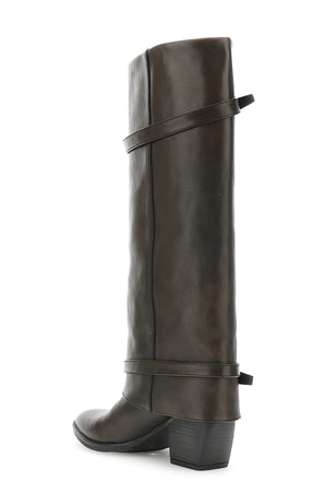 STIVALE IN PELLE CON GHETTA E FIBBIE