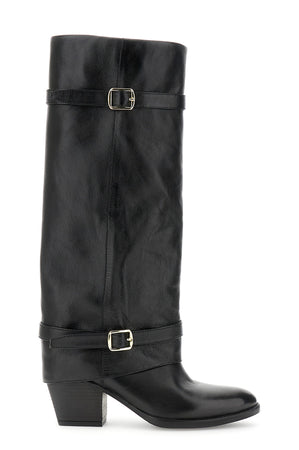 STIVALE IN PELLE CON GHETTA E FIBBIE