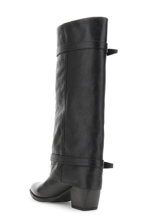 STIVALE IN PELLE CON GHETTA E FIBBIE