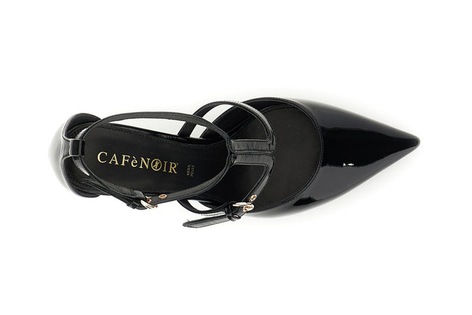 DÉCOLLETÉ IN PELLE EFFETTO VERNICE CON FIBBIE