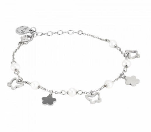 BOCCADAMO - Bracciale con fiori, farfalle e perle naturali