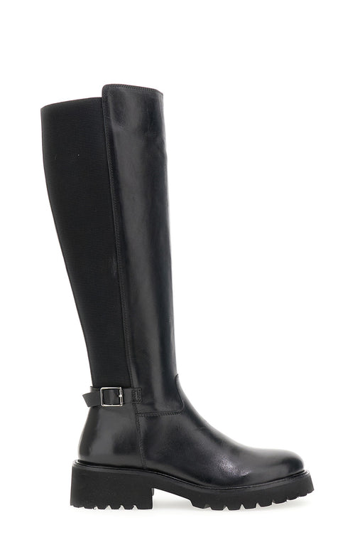 STIVALE IN PELLE CON ELASTICO E CERNIERA