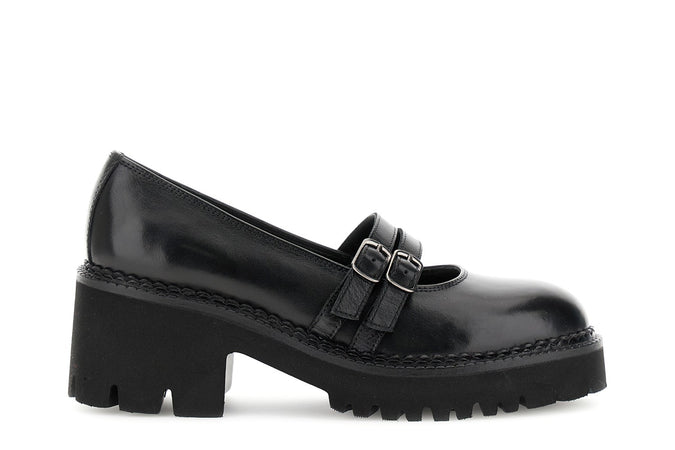 SCARPA IN PELLE CON DUE CINTURINI