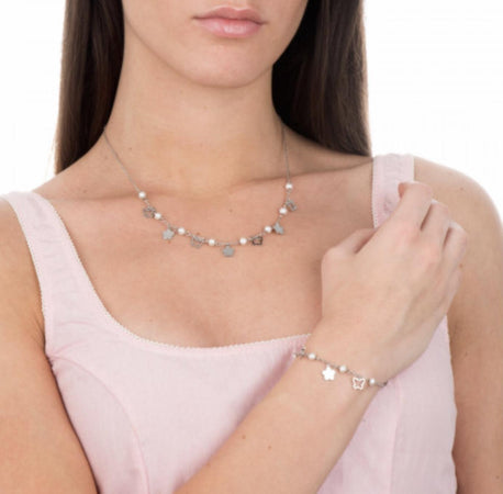 BOCCADAMO - Bracciale con fiori, farfalle e perle naturali