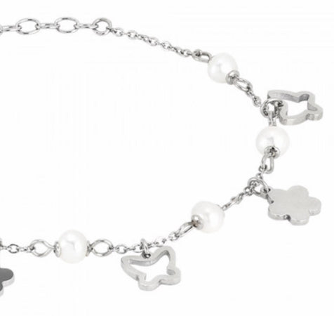 BOCCADAMO - Bracciale con fiori, farfalle e perle naturali
