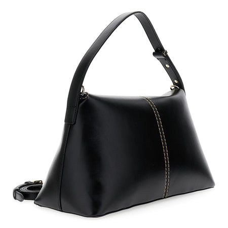 SOTTOSPALLA IN SINTETICO EFFETTO PELLE CON PATTINA E CUCITURE A CONTRASTO