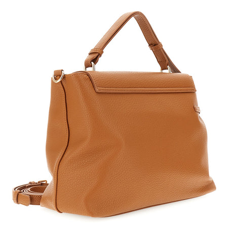 BORSA A MANO IN SINTETICO EFFETTO PELLECON GRANA, LETTERING E FIBBIETTE