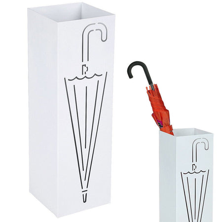 Porta Ombrelli Decorato 49cm Metallo Verniciato Bianco Interno Esterno con Accessori