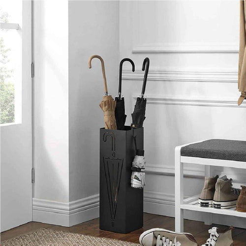 Porta Ombrelli Decorato 49cm Metallo Verniciato Bianco Interno Esterno con Accessori