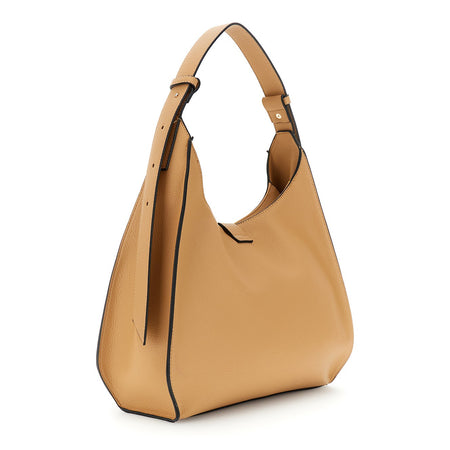 BORSA A SPALLA IN SINTETICO EFFETTO PELLE CON COSTOLE A CONTRASTO