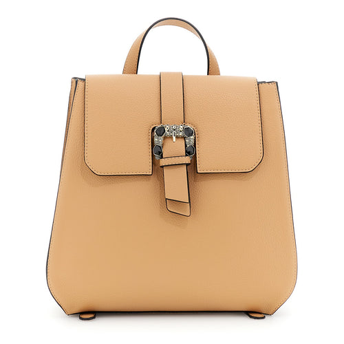 ZAINO IN SINTETICO EFFETTO PELLE CON PATTINA CON PATTINA E FIBBIA GIOIELLO