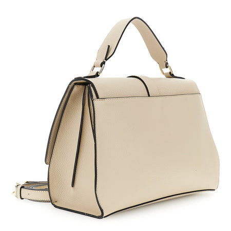 BORSA A MANO IN SINTETICO EFFETTO PELLE, COSTOLE A CONTRASTO E FIBBIA GIOIELLO