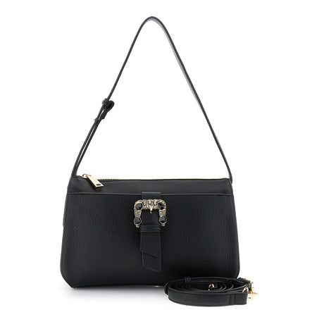 BORSA A SPALLA IN SINTETICO EFFETTO PELLE CON FIBBIA GIOIELLO