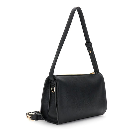 BORSA A SPALLA IN SINTETICO EFFETTO PELLE CON FIBBIA GIOIELLO