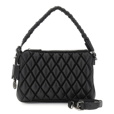 BORSA A SPALLA IN NAPPA SINTETICA CON GOFFRATURA, MANICO A TRECCIA