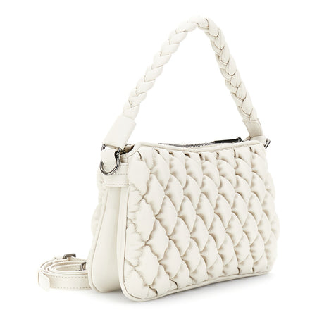 BORSA A SPALLA IN NAPPA SINTETICA CON GOFFRATURA, MANICO A TRECCIA