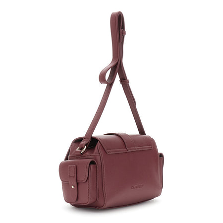 BORSA A SPALLA IN MATERIALE SINTETICO CON GRANA, TRACOLLA REGOLABILE E PATTINA