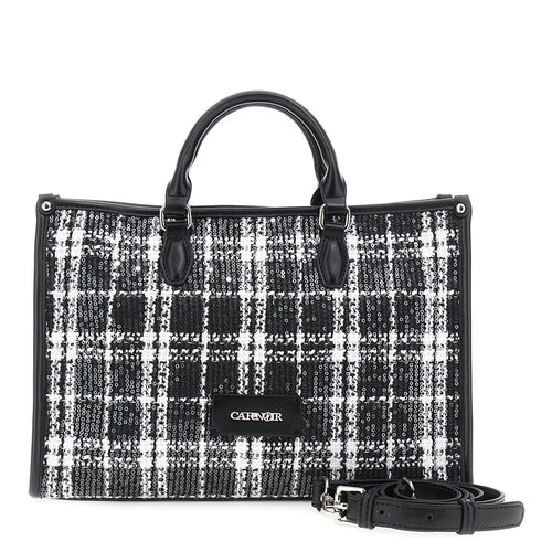 TOTE IN TESSUTO SCOZZESE CON APPLICAZIONE DI PAILLETTES