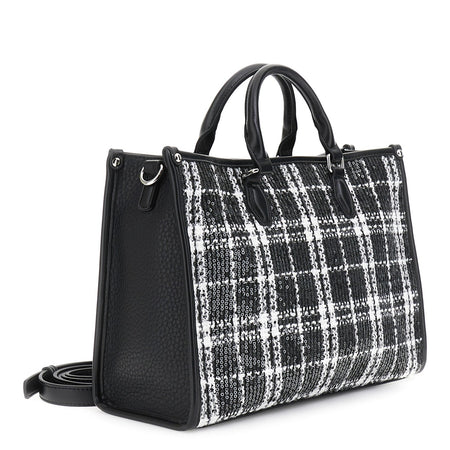 TOTE IN TESSUTO SCOZZESE CON APPLICAZIONE DI PAILLETTES