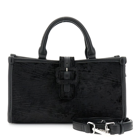 MINIBAG IN VELLUTO STROPICCIATO, BORDATURA E MANICI IN SINTETICO EFFETTO PELLE