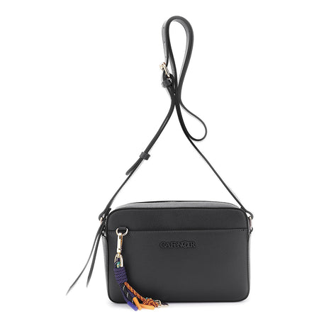 CAMERA BAG IN SINTETICO EFFETTO PELLE SAFFIANO CON CHARMS MULTICOLOR