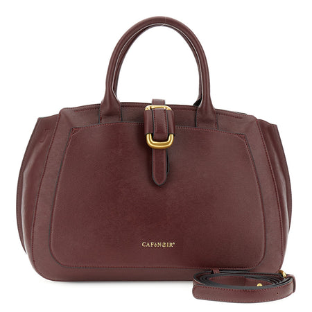 BORSA A MANO SFODERATA IN SINTETICO EFFETTO PELLE SAFFIANO,TASCA APPLICATA