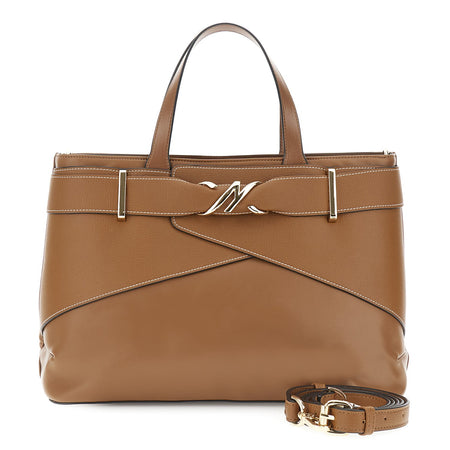 BORSA A MANO IN SINTETICO EFFETTO PELLECON ACCESSORIO IN METALLO SU PASSANTE