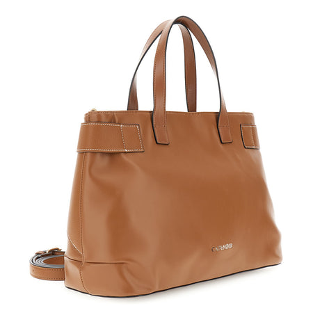 BORSA A MANO IN SINTETICO EFFETTO PELLECON ACCESSORIO IN METALLO SU PASSANTE