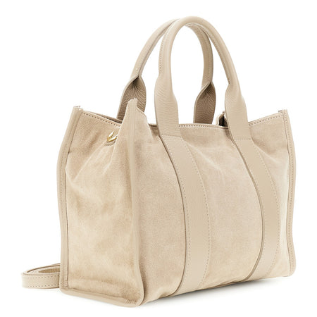 BORSA IN CAMOSCIO CON MANICI E RIFINITURE IN PELLE MARTELLATA