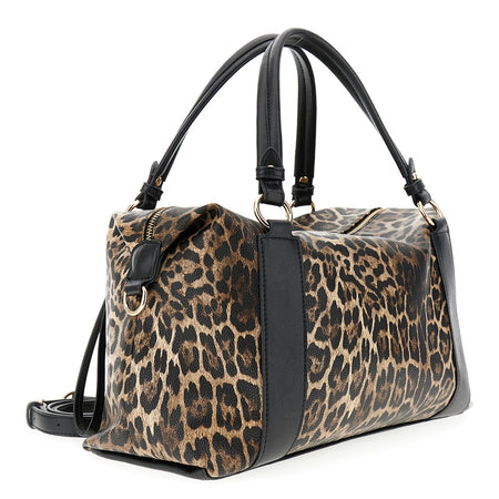 BAULETTO GRANDE IN SINTETICO EFFETTO PELLE STAMPA LEOPARDO CON ZIP LATERALI